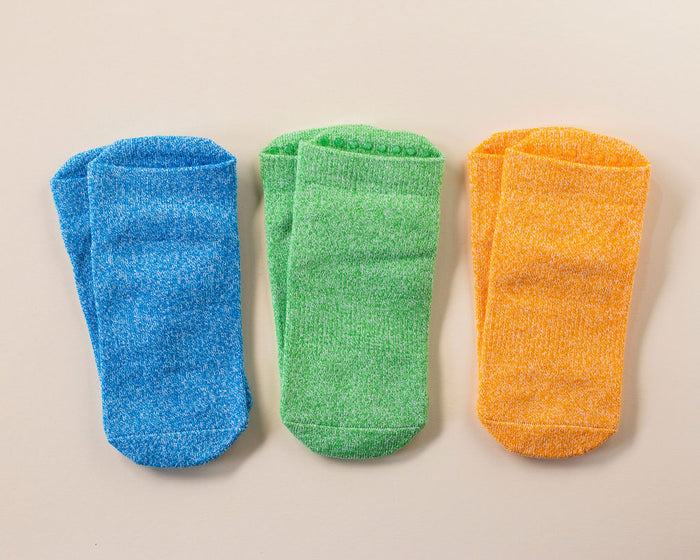 Chevy ankle socks: three ankle socks in blue, green and orange. Squid Socks, the brand seen on Shark Tank.