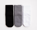 Casey cotton crew socks: three cotton crew socks in black, gray and white. Squid Socks, the brand seen on Shark Tank.