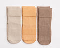 Caramel kids socks: three socks in toffee, butterscotch and coffee brown. Squid Socks, the brand seen on Shark Tank.