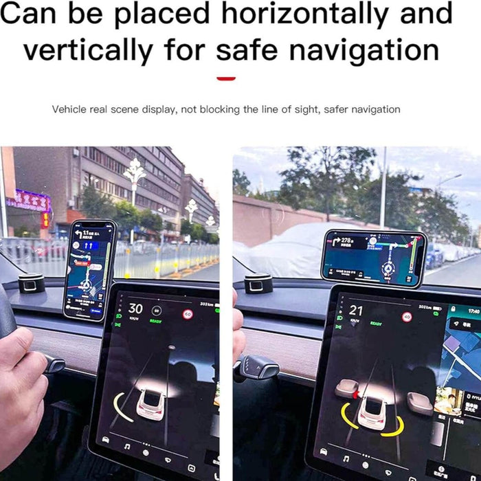 Brave Magnetic Car Phone Holder is Placed in a Car With a Mobile Phone For Navigation Purpose.