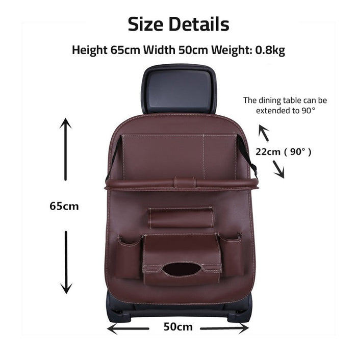 Displaying the size details of Car Seat Back Organizer