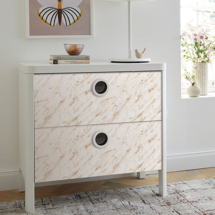 carrara beige adhesive vinyl applied on drawers