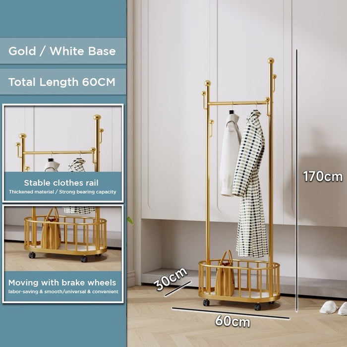 Classic Minimalist Modern Metal Clothing Stand Wardrobe Garment Storage Rack with Wheel with its size