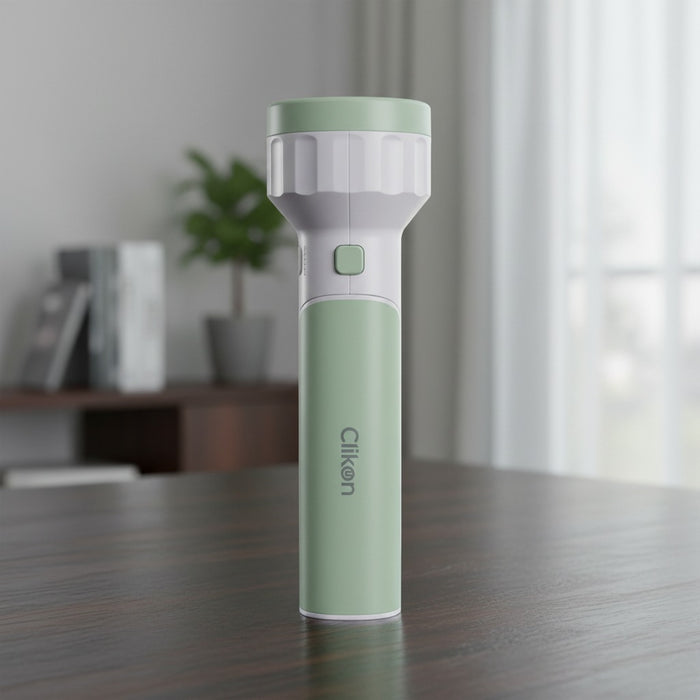 Clikon Desk Lamp with Flashlight Kept on a Wooden Table.