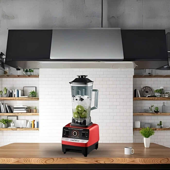 A Commercial Blender is Kept at Kitchen Cabinet.