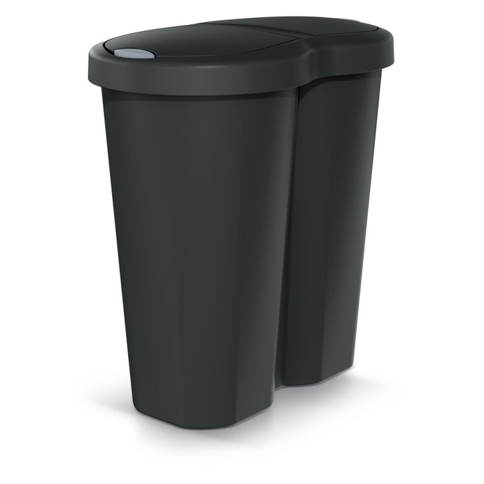 Compacta R Duo trash garbage can, black, 40L capacity, one compartment, two lids, NDRF40-S411