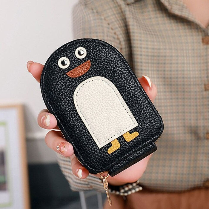 lady holding Cute Penguin Credit Card Coin Wallet