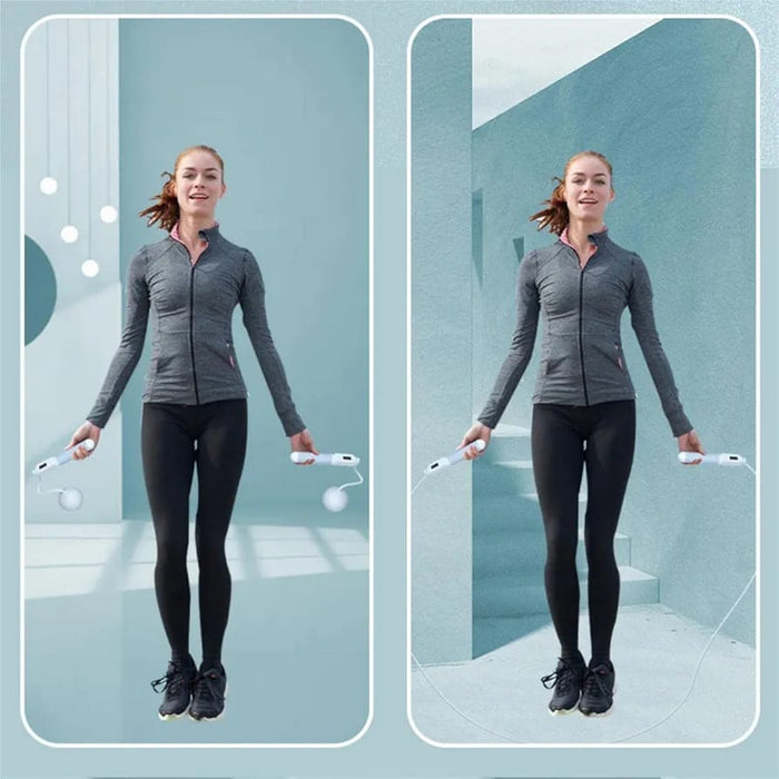 A Woman is Using Digital Skipping Rope.