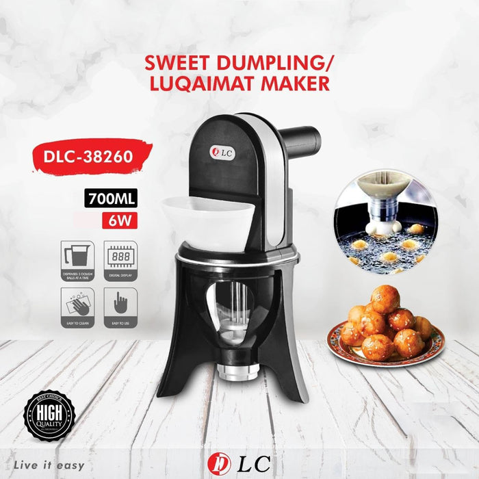 DLC Sweet Dumpling Luqaimat Maker along with a Plate of Luqaimat.