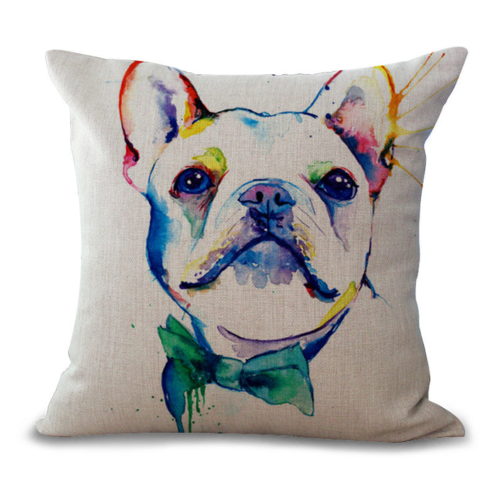 Charming french bulldog design decorative pillowcase cotton linen
