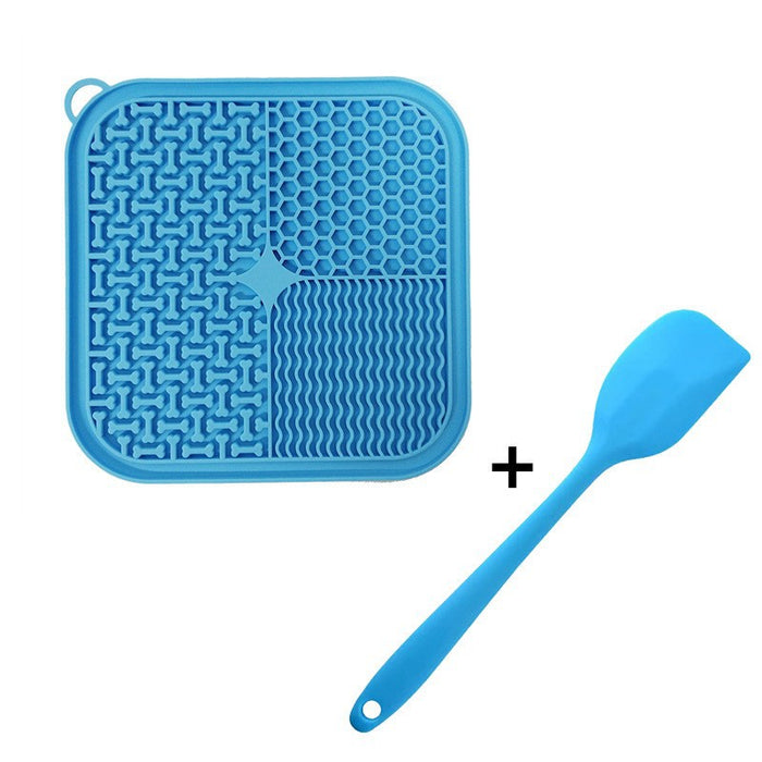 Blue Slow feeder lick pad for dogs to encourage healthy feeding habits