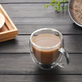 Double Wall Glass Cups with Handle - Transparent Tea Coffee Mugs [2 Pcs]