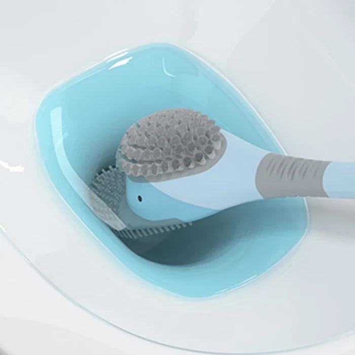 Duck Style Toilet Brush Wall-mounted Floor-Standing Silicone Toilet Brush with Base