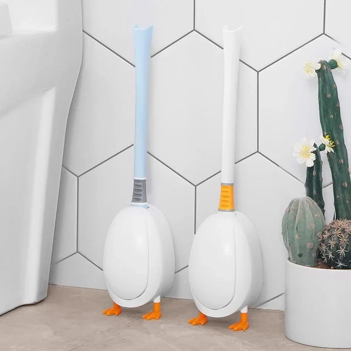 Duck Style Toilet Brush Wall-mounted Floor-Standing Silicone Toilet Brush with Base