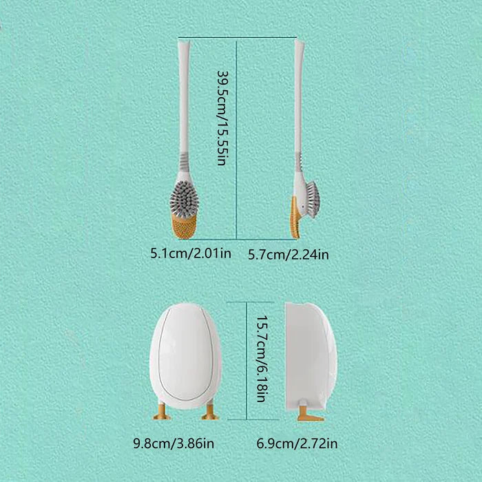 Duck Style Toilet Brush Wall-mounted Floor-Standing Silicone Toilet Brush with Base