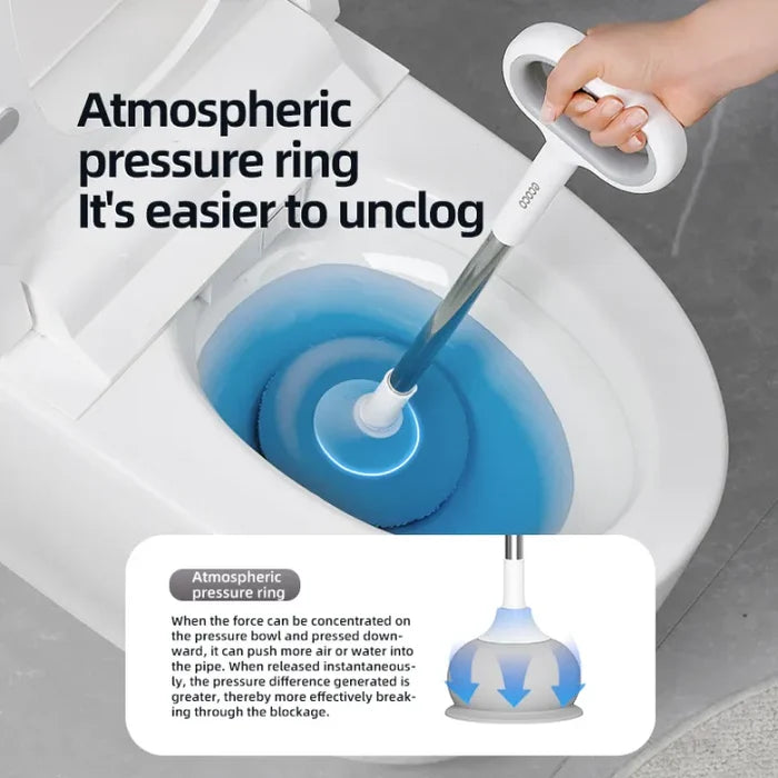 A Person is Ceaning Toilet Using Ecoco toilet plunger.