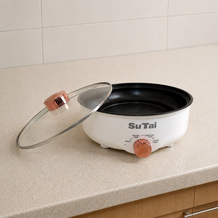 Electric Frying Pan in a kitchen countertop.