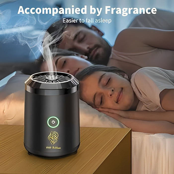 A Family is Sleeping By Burning Electric Oud Bukhoor Incense Burner.
