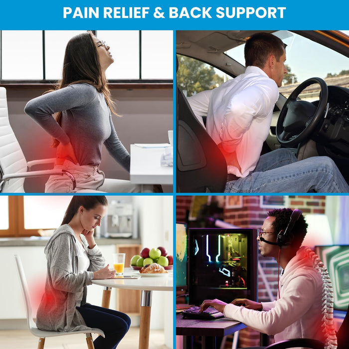 Ergonomic Lumbar Support Cushion, Memory Foam Back Support for Car & Office Chair