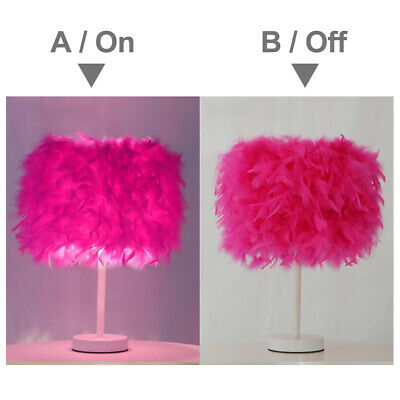 Comparing the Feather Shade Table Lamp when on and off