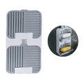 Flip Lid Drain Soap Box , It has two trays stacked vertically, allowing water to drain and keeping soap dry. The small round inset shows it mounted on a wall, holding two bars of soap—one white and one yellow.