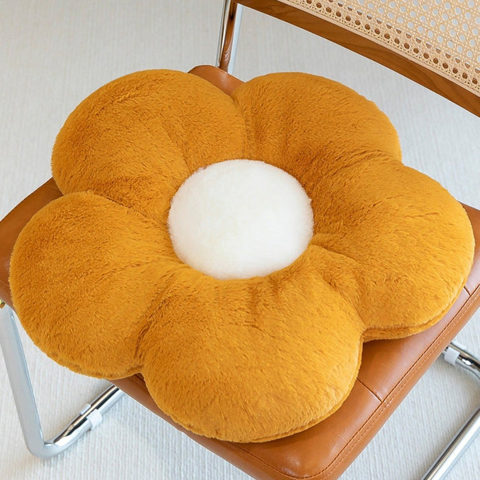Flower Plush Seat Cushion Kept in a Chair.