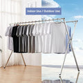 Foldable Cloth Drying Rack with Cloths are Hanged on it.