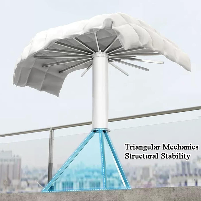 Foldable Clothes Hanger Airer Umbrella, Installation-Free Laundry Rail with 16 Drying Rods and a triangular mechanical structural stability