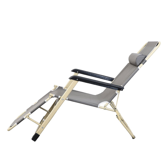 Foldable lounge chair with armrest on a white background