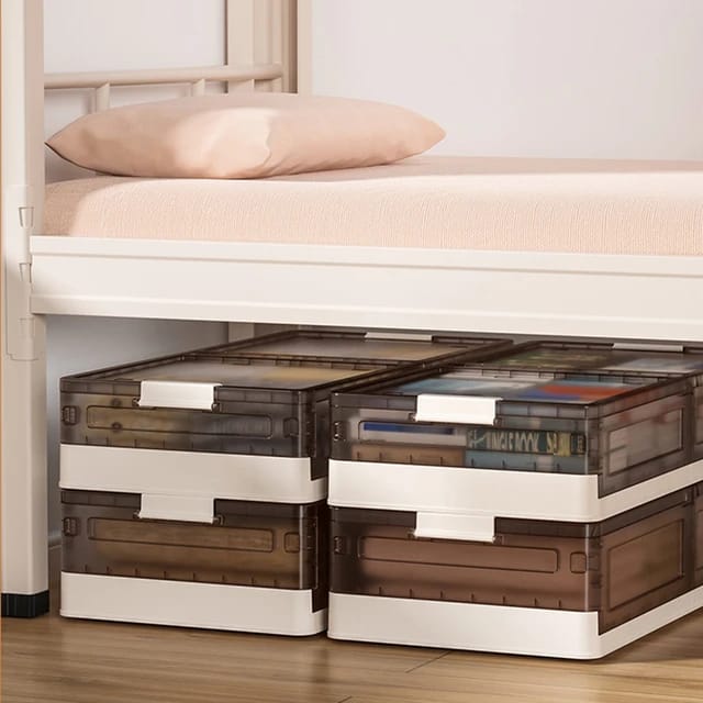 Foldable Under Bed Rolling Storage Organizer Container Placed Under Bed.