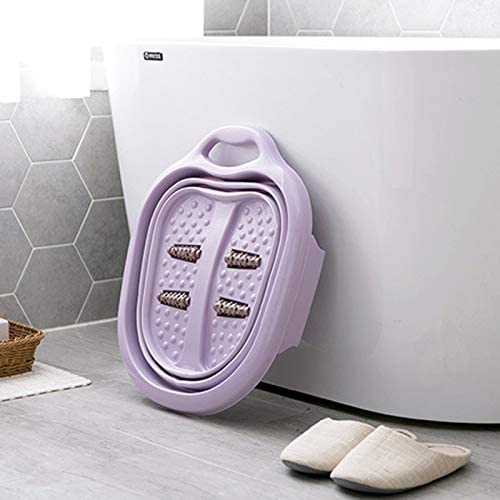 Folding Foot Tub Portable Foot Wash Tub Massage Bucket Travel Folding Bucket with 4 Massage Balls Bathing Feet