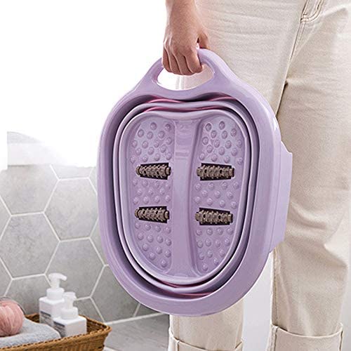 Folding Foot Tub Portable Foot Wash Tub Massage Bucket Travel Folding Bucket with 4 Massage Balls Bathing Feet