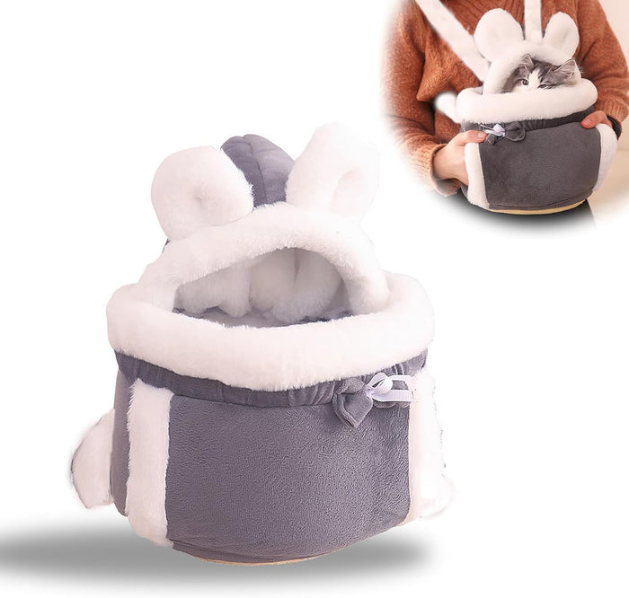 Grey Front pack cat carrier bag designed for safe indoor and outdoor travel