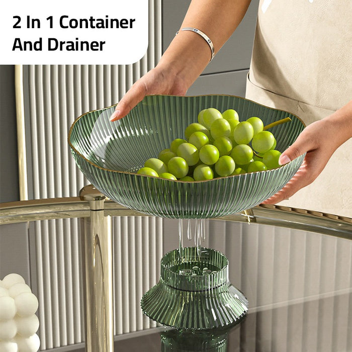 A Person is Fixing Fruit Bowl Tray on its Stand.