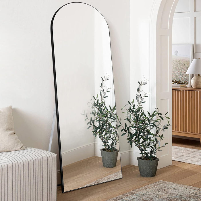 Full-Length Arched Standing Floor Mirror with Stand