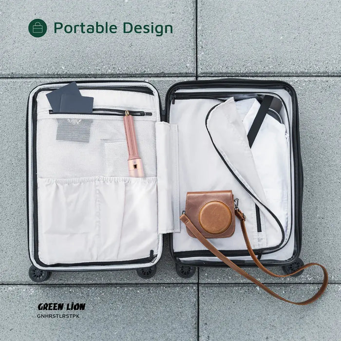 A Green Lion 5 - in -1 Professional Hair Styler is Kept in a Trolley Bag.
