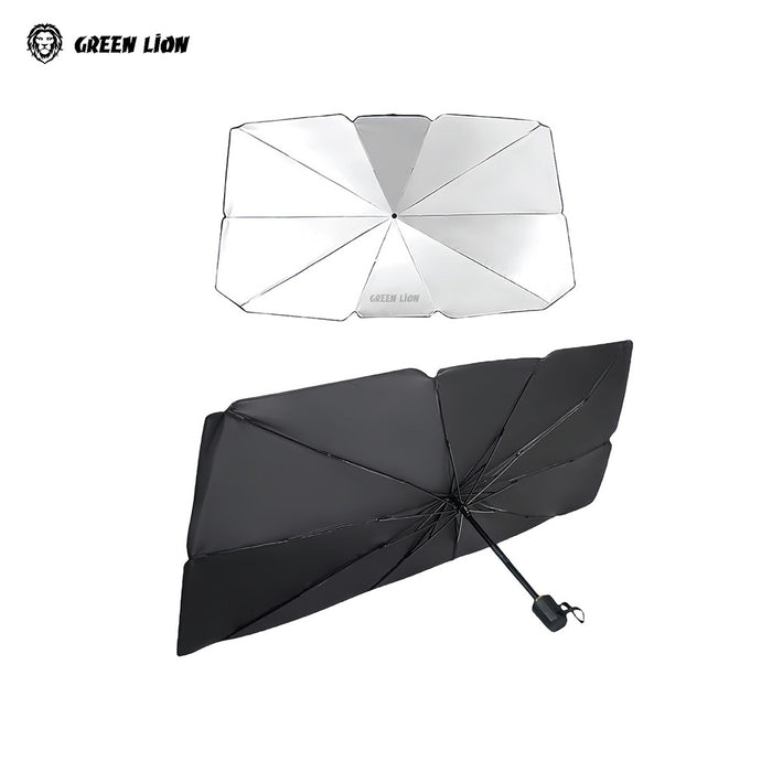 A Green lion Car Windshield Umbrella.