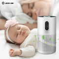 A Baby and Mother is Sleeping   with the AidOf Green Lion Compact Air Purifier.