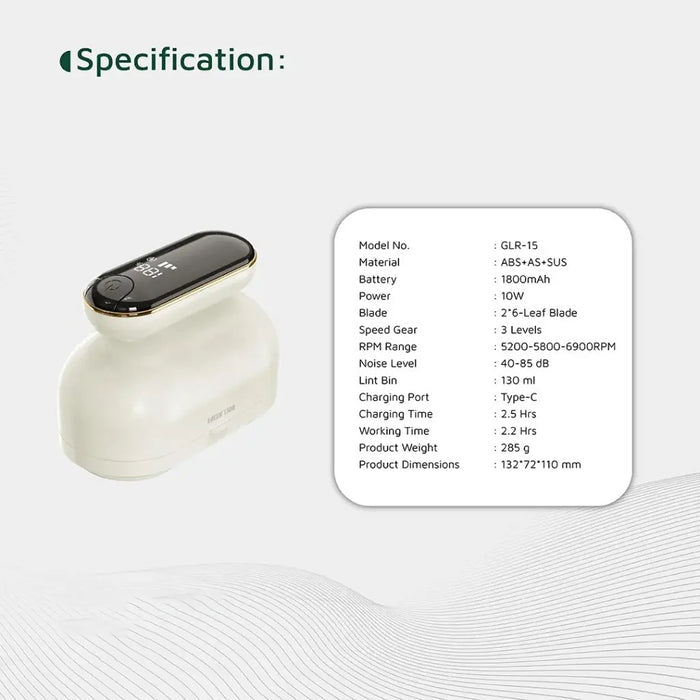 Specification of Green Lion DualPro Digital Fabric Remover