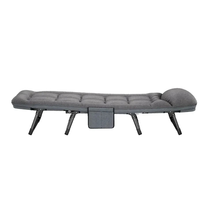 Green Lion Foldable Camping Bed with black metal legs on a white background