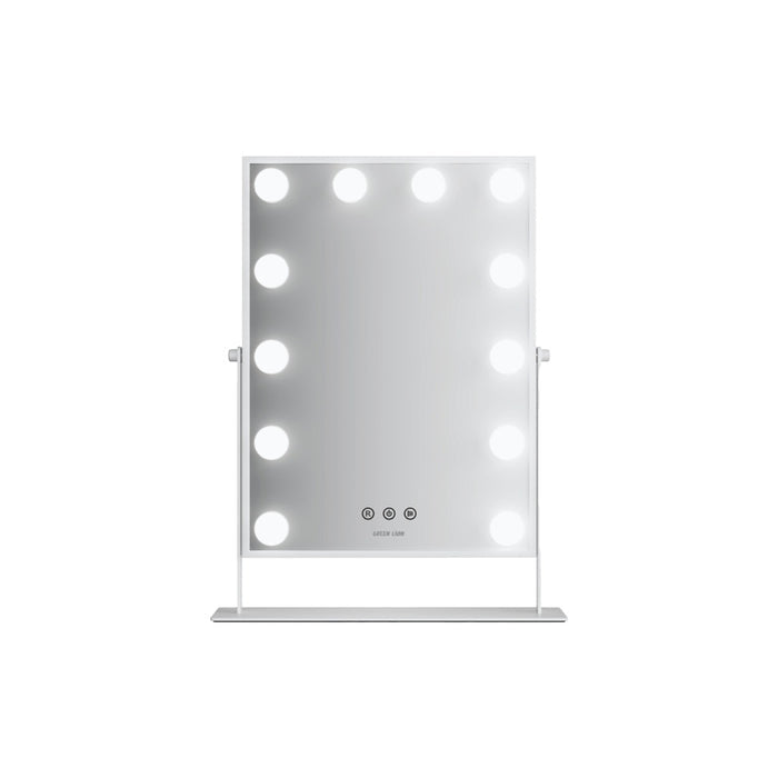 Green Lion Glam Shine Makeup Mirror with lights on a white background