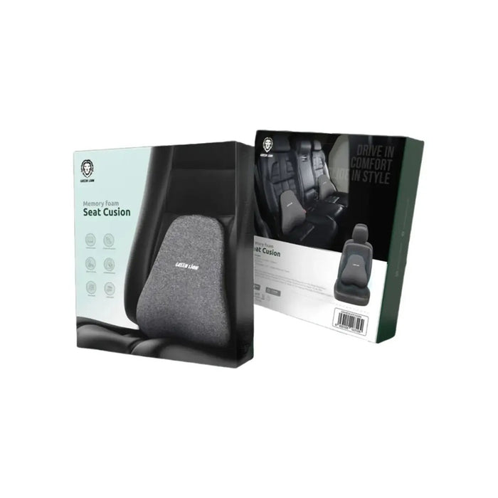 Green Lion Memory Foam Seat Cushion with packaging on a white background