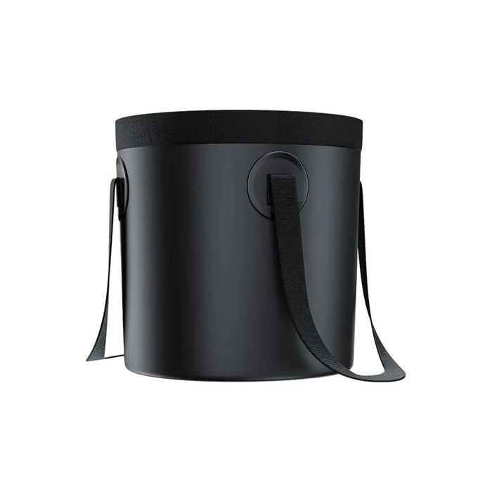 Black bucket bag of Green Lion Portable Camping Shower with a strap on a white background
