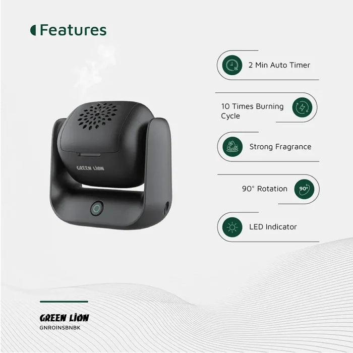 Features Of Green Lion Rotatable Incense Bhukoor Burner.