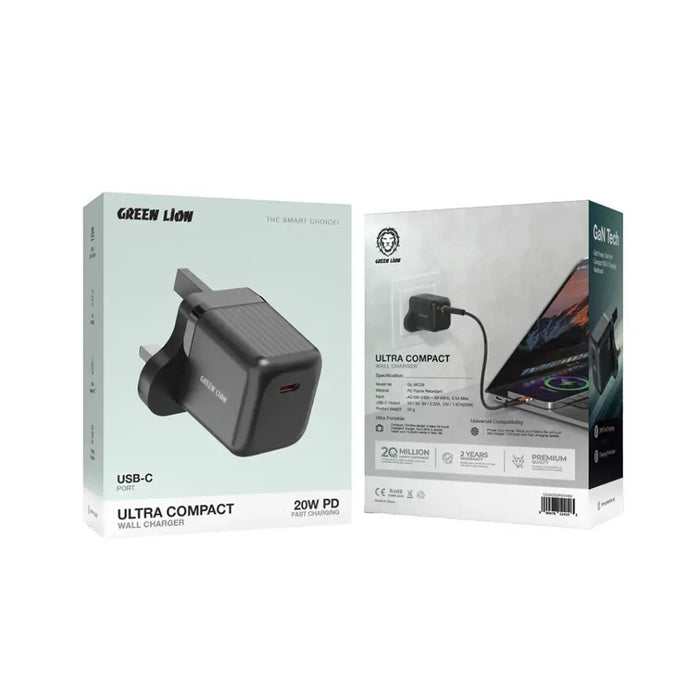 Box Of Green Lion Ultra Compact 20W PD Fast Wall Charger.
