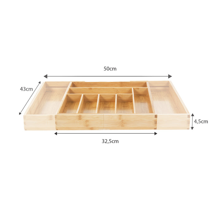 GreenBlue extendable bamboo cutlery organizer, 325-500x430x45mm, GB379, 2 pieces