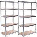 GreenBlue GB378 2x Metal Storage Rack Cabinet 175kg x5 180x90x40cm, Galvanized, Folding, MDF