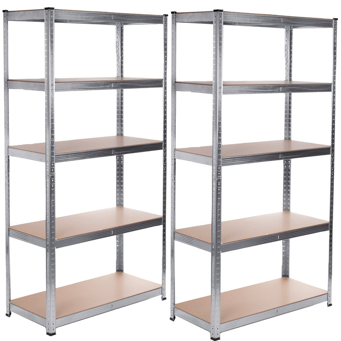 GreenBlue GB378 2x Metal Storage Rack Cabinet 175kg x5 180x90x40cm, Galvanized, Folding, MDF