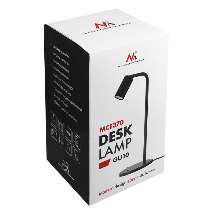 GU10 spot desk lamp with on/off switch black 55x90mm