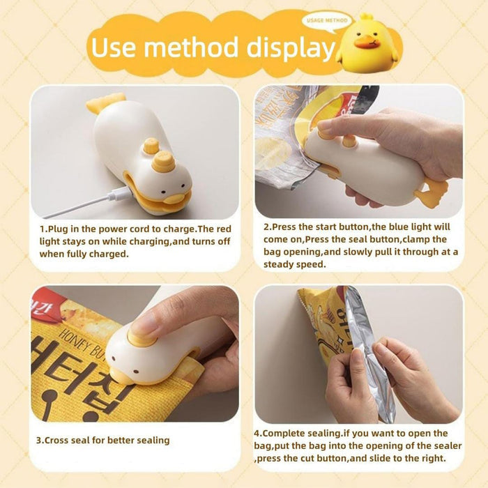 A Person is Demonstrating the Usage Method Of Snack Bag Sealer Machine.